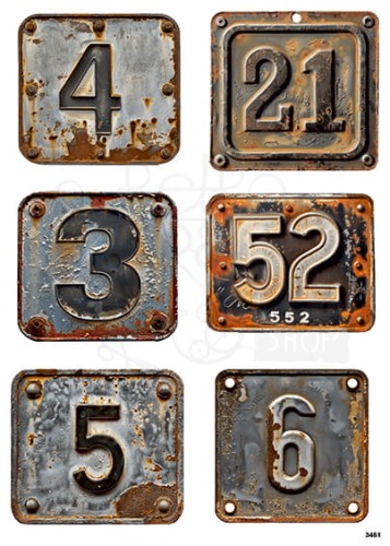 Papier ryżowy do decoupage A4 Zardzewiałe numerki 3461