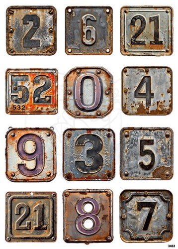Papier ryżowy do decoupage A4 Zardzewiałe numerki 3463