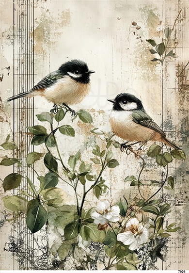 Papier ryżowy do decoupage A5 Ptaki na gałęzi 7826