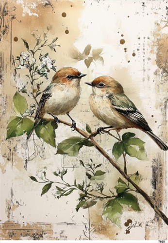 Papier ryżowy do decoupage A5 Ptaki na gałęzi 7925