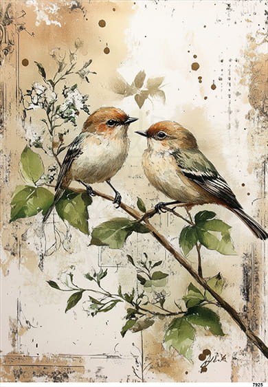 Papier ryżowy do decoupage A5 Ptaki na gałęzi 7925