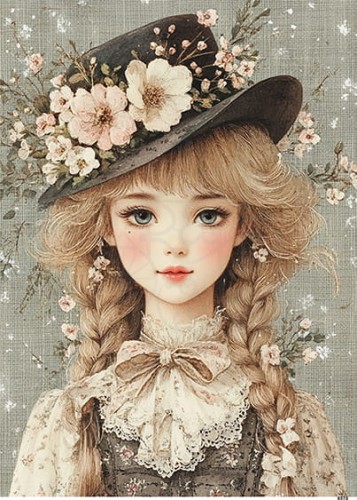 Papier ryżowy do decoupage A6 Mała dziewczynka 8070
