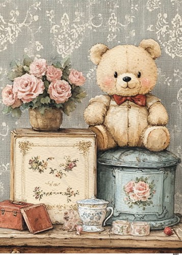Papier ryżowy do decoupage A6 Miś 8091