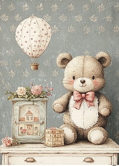 Papier ryżowy do decoupage A6 Miś 8093