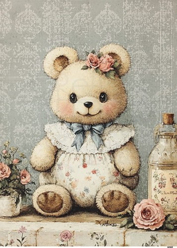 Papier ryżowy do decoupage A6 Miś 8095