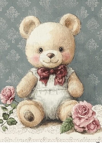 Papier ryżowy do decoupage A6 Miś 8099