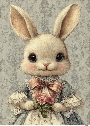 Papier ryżowy do decoupage A6 Króliczek 8100