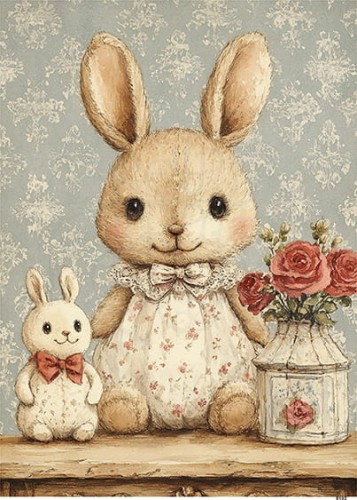 Papier ryżowy do decoupage A6 Króliczek 8102
