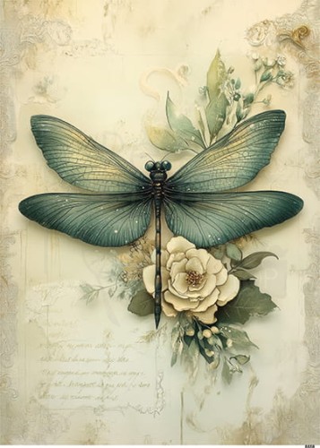 Papier ryżowy do decoupage A5 Ważka 8658