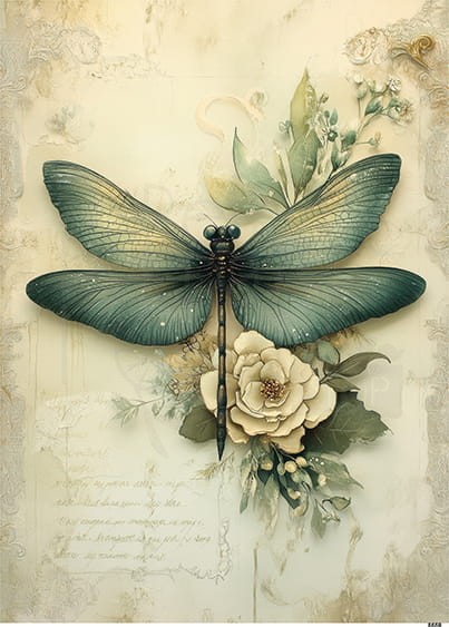 Papier ryżowy do decoupage A5 Ważka 8658