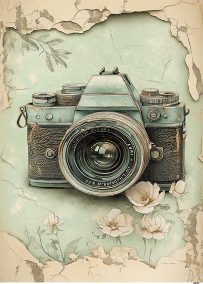 Papier ryżowy do decoupage A5 Aparat fotograficzny retro 8827