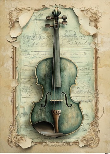 Papier ryżowy do decoupage A5 Skrzypce retro 8830