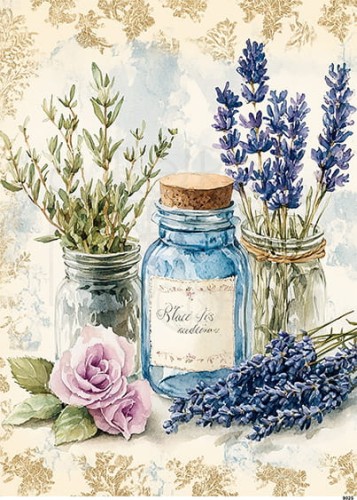Papier ryżowy do decoupage A5 Gałązki lewendy 9025