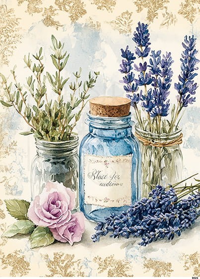 Papier ryżowy do decoupage A5 Gałązki lewendy 9025