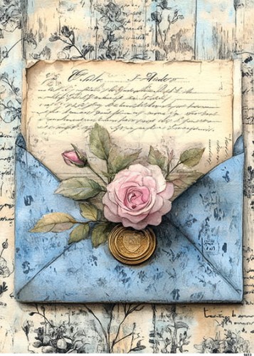 Papier ryżowy do decoupage A5 List retro 9413
