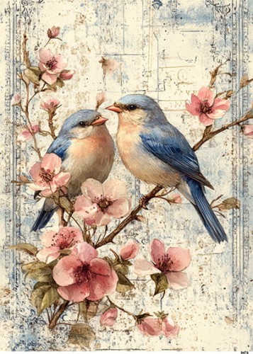 Papier ryżowy do decoupage A5 Ptaszki na gałęzi 9476