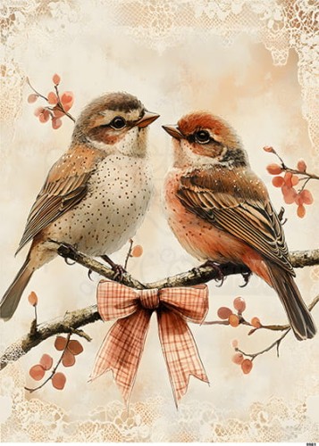 Papier ryżowy do decoupage A5 Ptaszki na gałęzi 9981