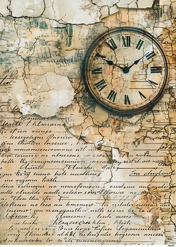 Papier ryżowy do decoupage A4 Tło z zegarem retro 10127