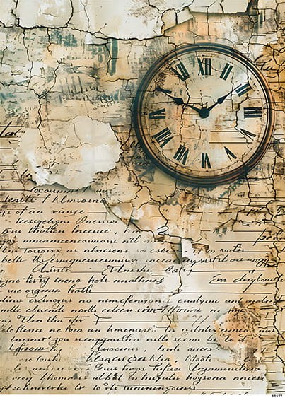 Papier ryżowy do decoupage A4 Tło z zegarem retro 10127