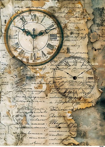 Papier ryżowy do decoupage A4 Tło z zegarami retro 10160