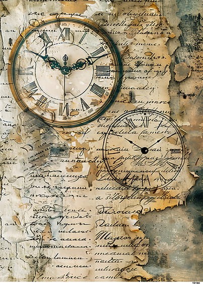 Papier ryżowy do decoupage A4 Tło z zegarami retro 10160