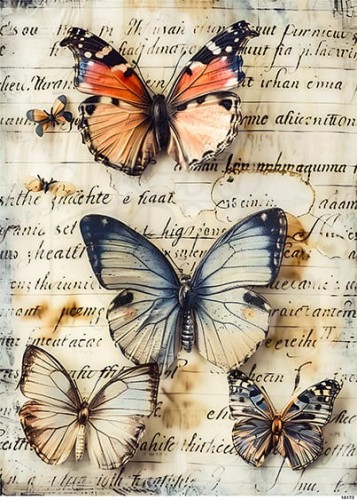 Papier ryżowy do decoupage A4 Motyle retro 10172