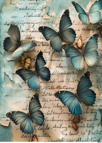 Papier ryżowy do decoupage A4 Niebieskie motyle 10173