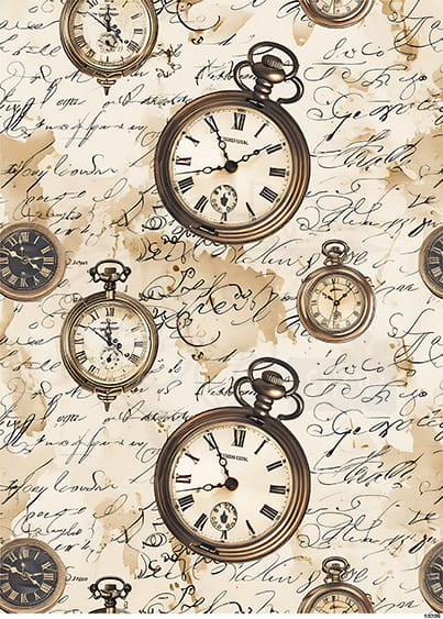 Papier ryżowy do decoupage A4 Zegarki retro tło 10209
