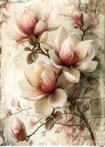 Papier ryżowy do decoupage A4 Magnolia retro 10268