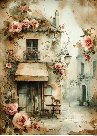 Papier ryżowy do decoupage A4 Paryska ulica retro 10278