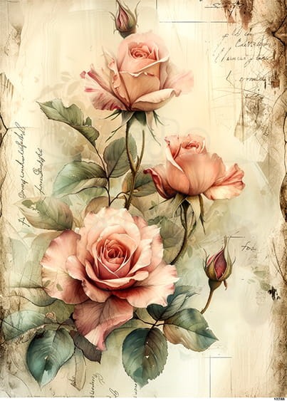 Papier ryżowy do decoupage A4 Róże retro 10288
