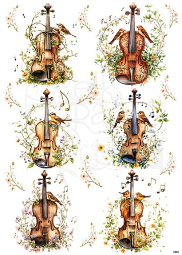 Papier ryżowy do decoupage A4 Letnie skrzypce 3536