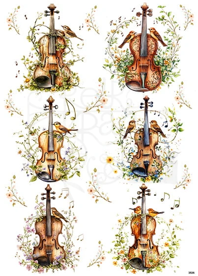 Papier ryżowy do decoupage A4 Letnie skrzypce 3536