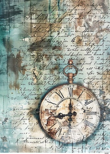 Papier ryżowy do decoupage A4 Tło z zegarem retro 10157