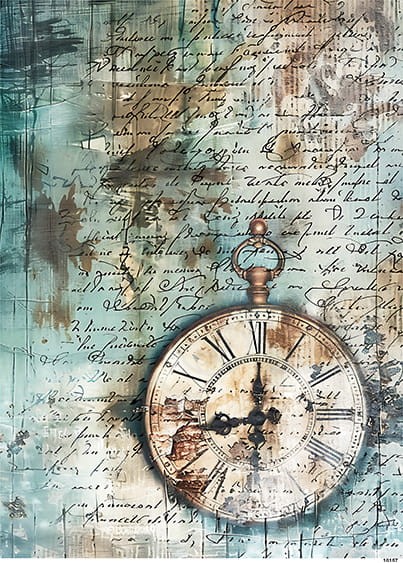 Papier ryżowy do decoupage A4 Tło z zegarem retro 10157