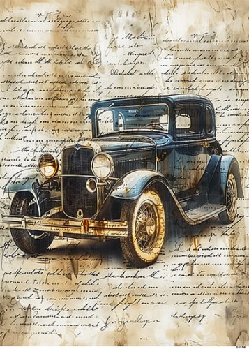 Papier ryżowy do decoupage A5 Samochód retro 10158