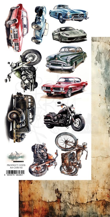 Papier 15x30 dodatki do samodzielnego wycięcia Cars AA-CARS-02 Alchemy of Art