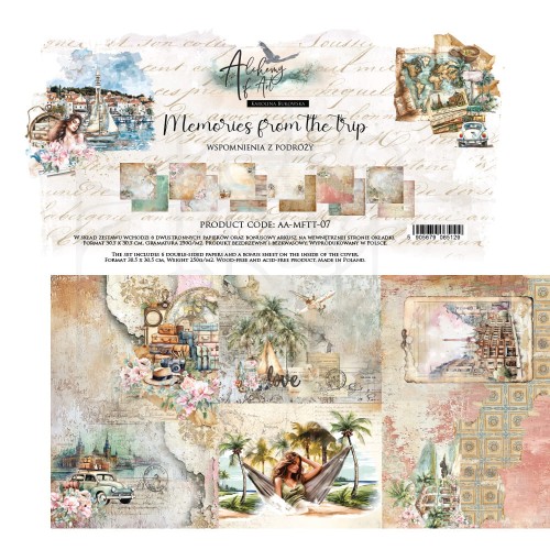 Zestaw papierów do scrapbookingu 30x30 Memories from the Trip AA-MFTT-07 Alchemy of Art