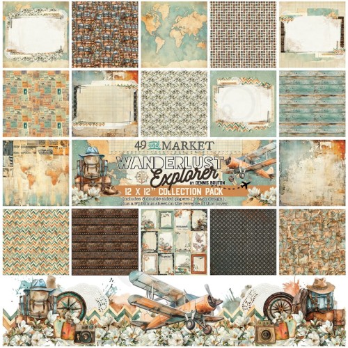 Zestaw papierów do scrapbookingu 30x30 Wanderlust Explorer Collection Pack DWE-30266 49 and Market