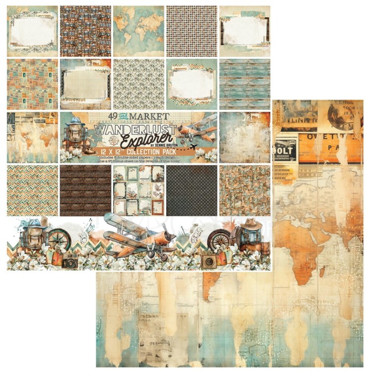 Zestaw papierów do scrapbookingu 30x30 Wanderlust Explorer Collection Pack DWE-30266 49 and Market
