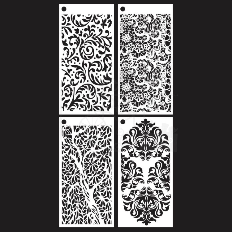 Zestaw szablonów 11x22cm Journal Stencils 6 4szt S055 Elizabeth Craft Designs