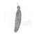 Ozdoba metalowa - piórko 9 duże 105x20mm - antyczne srebro
