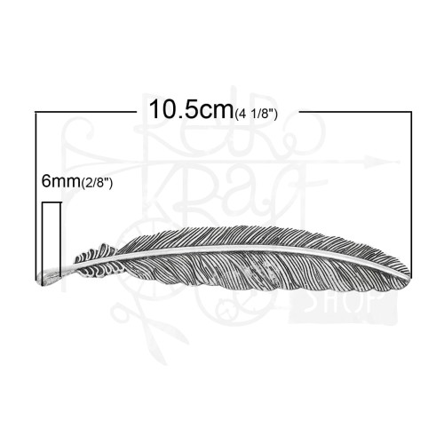Ozdoba metalowa - piórko 9 duże 105x20mm - antyczne srebro