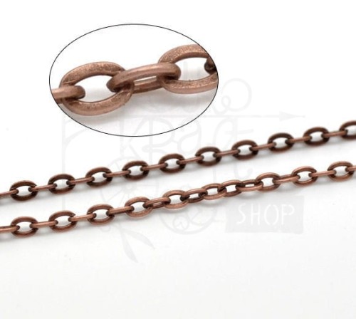 Łańcuszek metalowy 8 - 4x3mm - antyczna miedź 1mb
