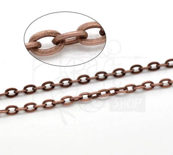 Łańcuszek metalowy 8 - 4x3mm - antyczna miedź 1mb
