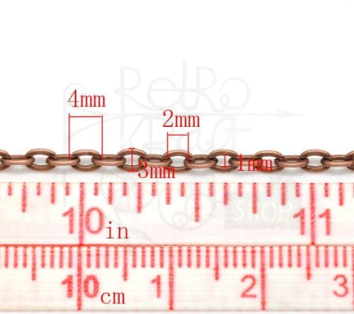 Łańcuszek metalowy 8 - 4x3mm - antyczna miedź 1mb