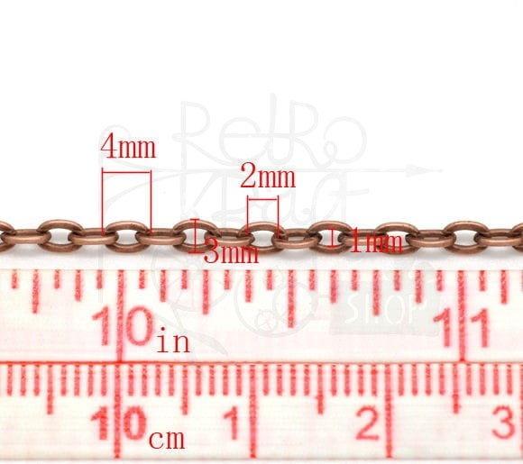 Łańcuszek metalowy 8 - 4x3mm - antyczna miedź 1mb