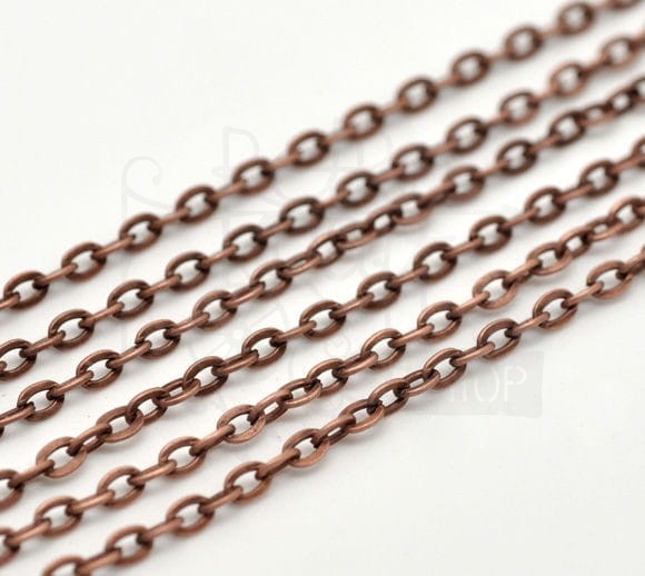 Łańcuszek metalowy 8 - 4x3mm - antyczna miedź 1mb