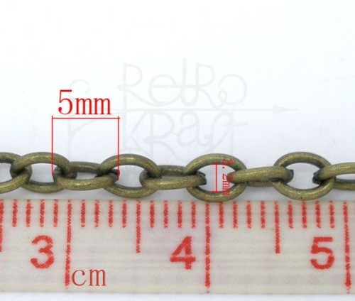 Łańcuszek metalowy 7 - 5x3.5mm - brąz 1mb