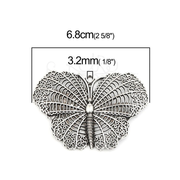 Ozdoba metalowa - motyl duży - antyczne srebro